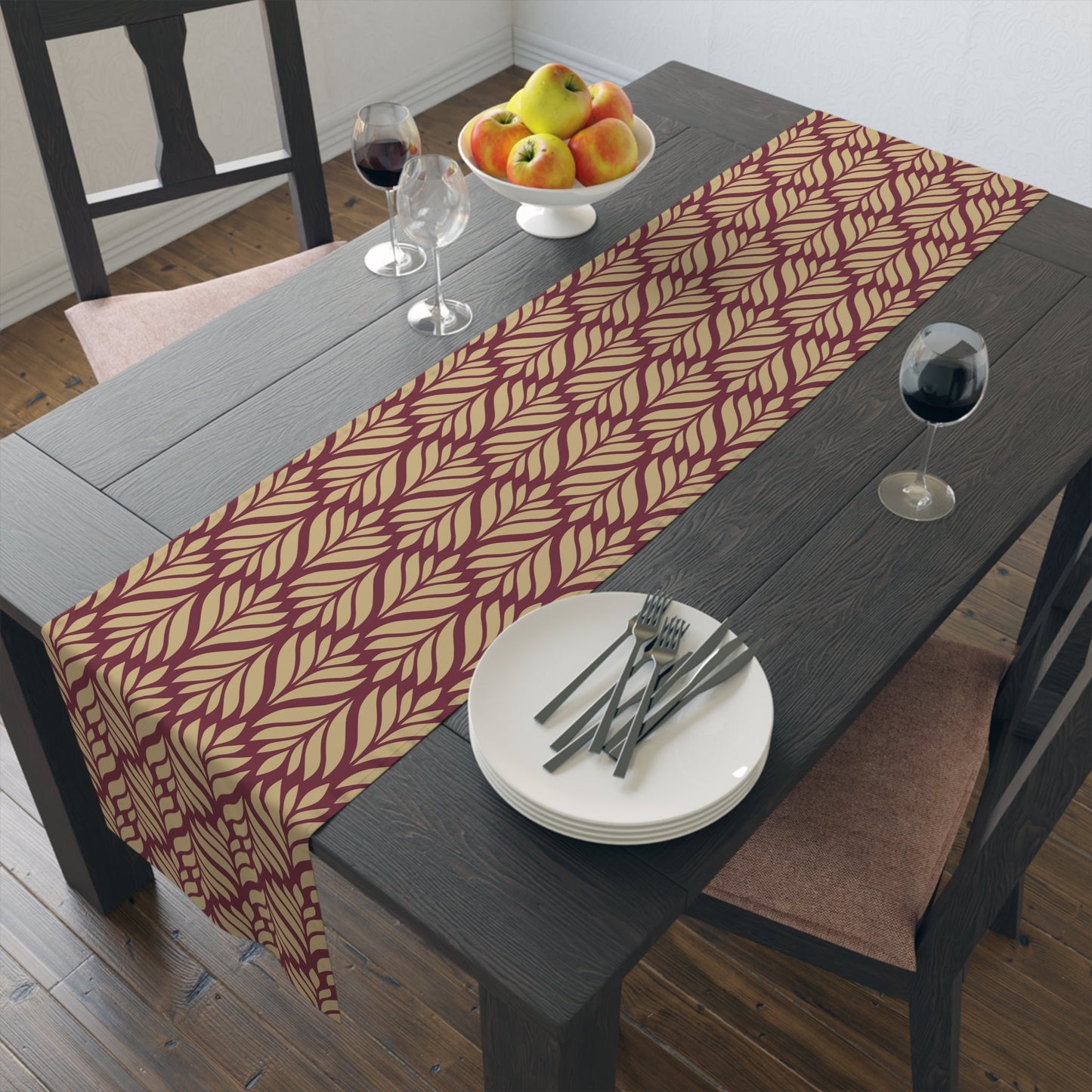 Table Runner | Maroon & Gold | Palm