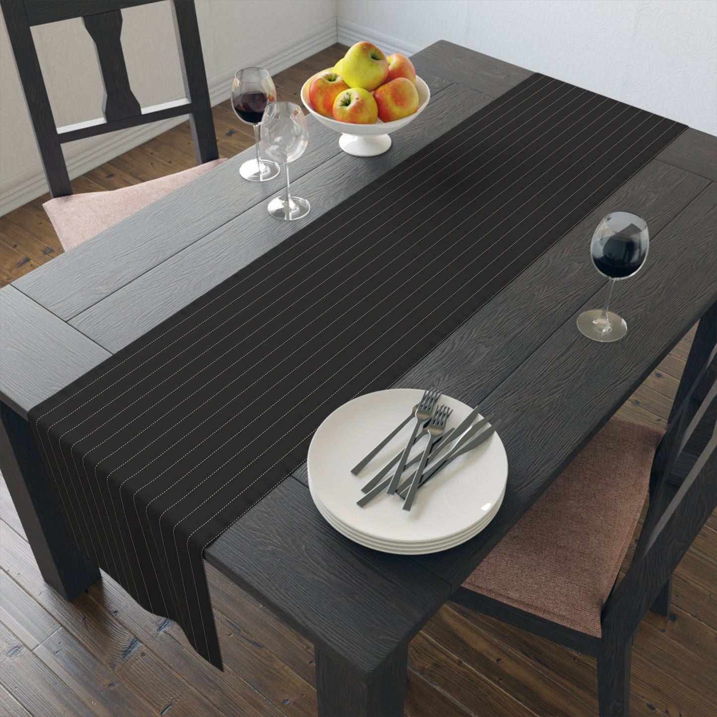 Table Runner | Black & Gold | Pinstripe