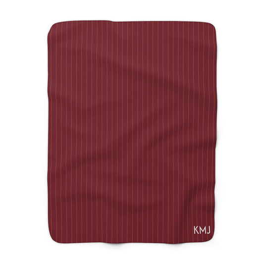 Sherpa Fleece Blanket- Personalized | Red & Yellow | Pinstripe
