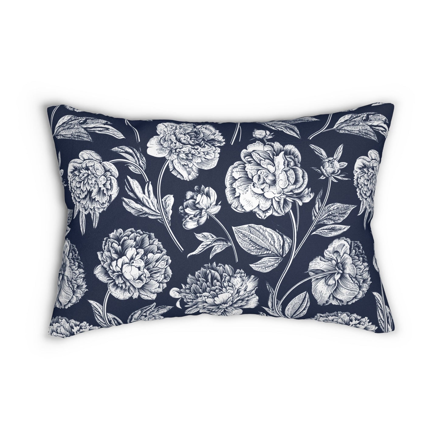 Pillow | Navy & White | Peony