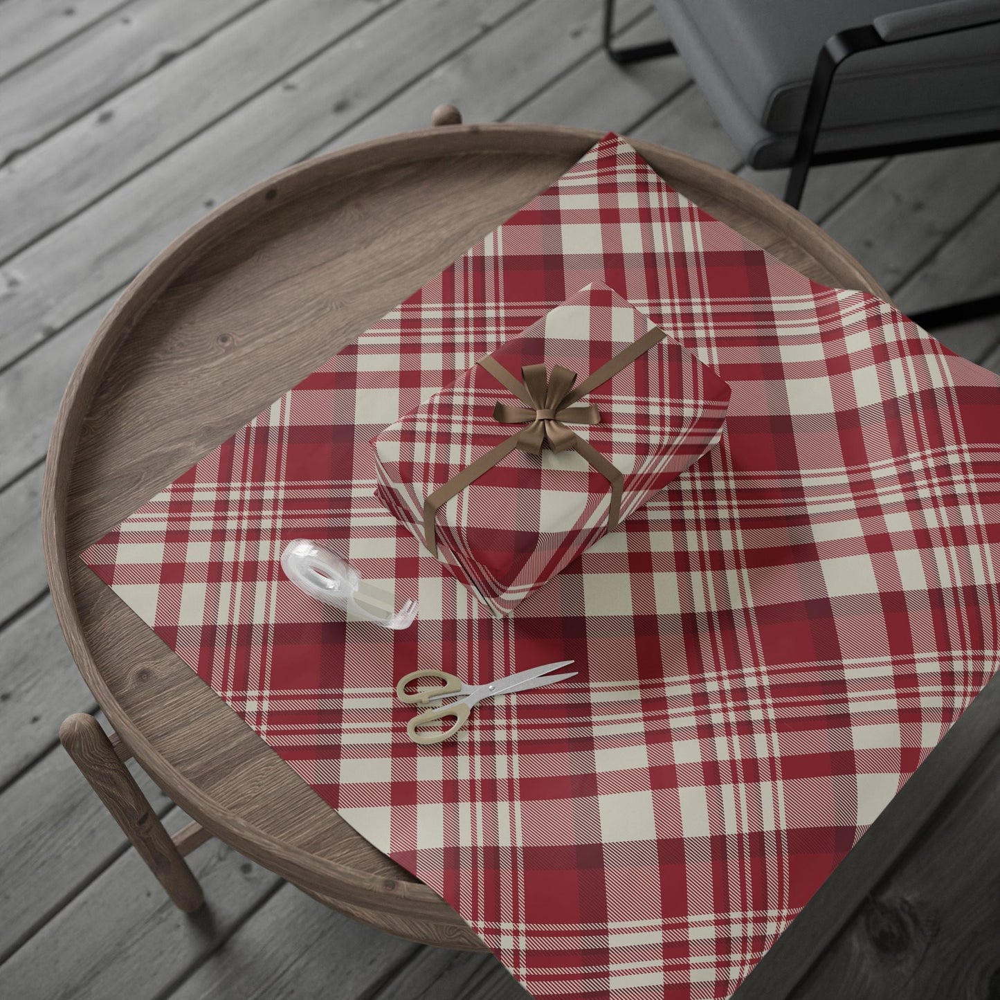 Gift Wrap | Maroon & White | Tartan