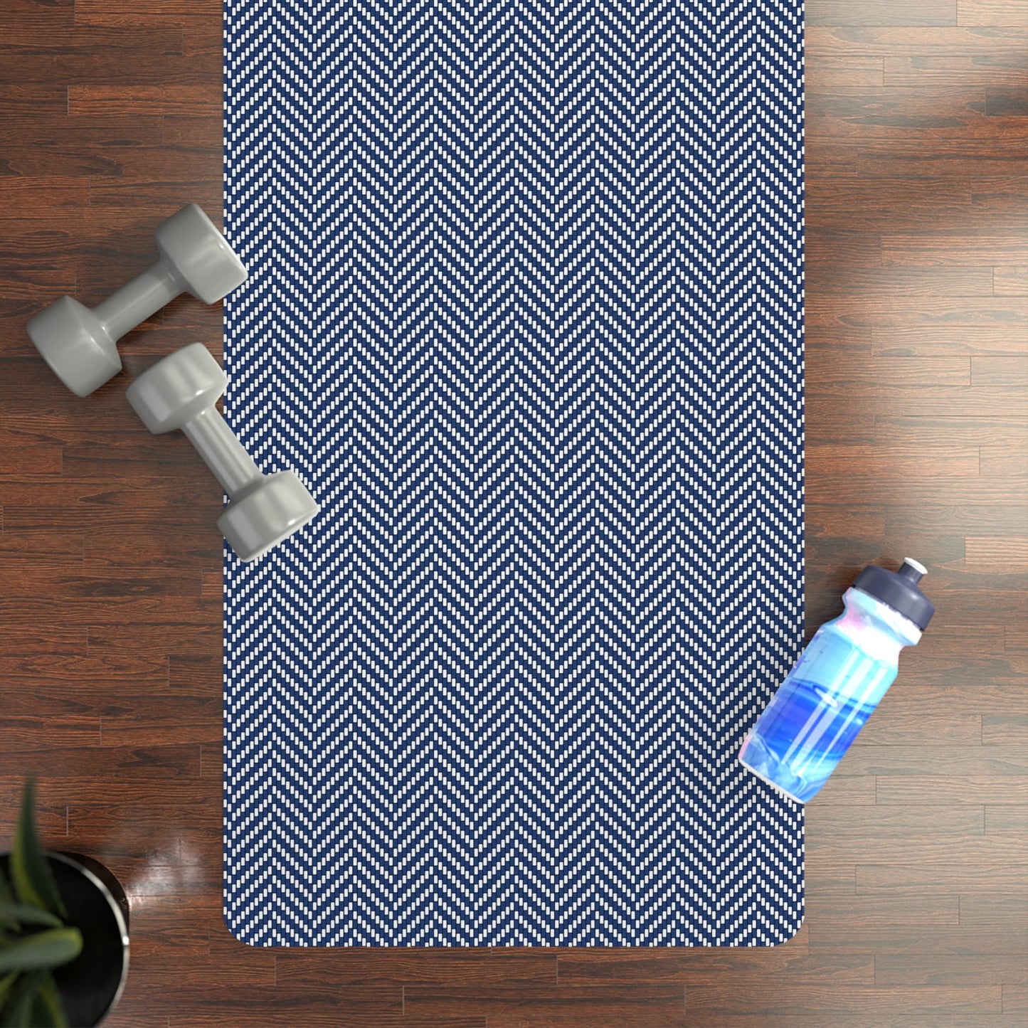 Yoga Mat | Navy & White | Herringbone