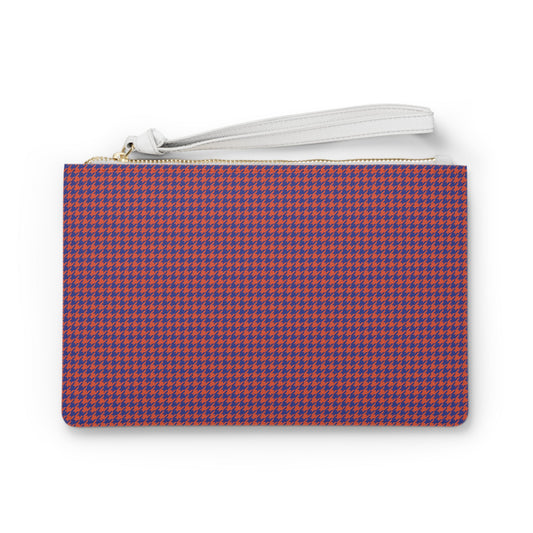 Clutch Bag | Bright Blue & Orange | Houndstooth