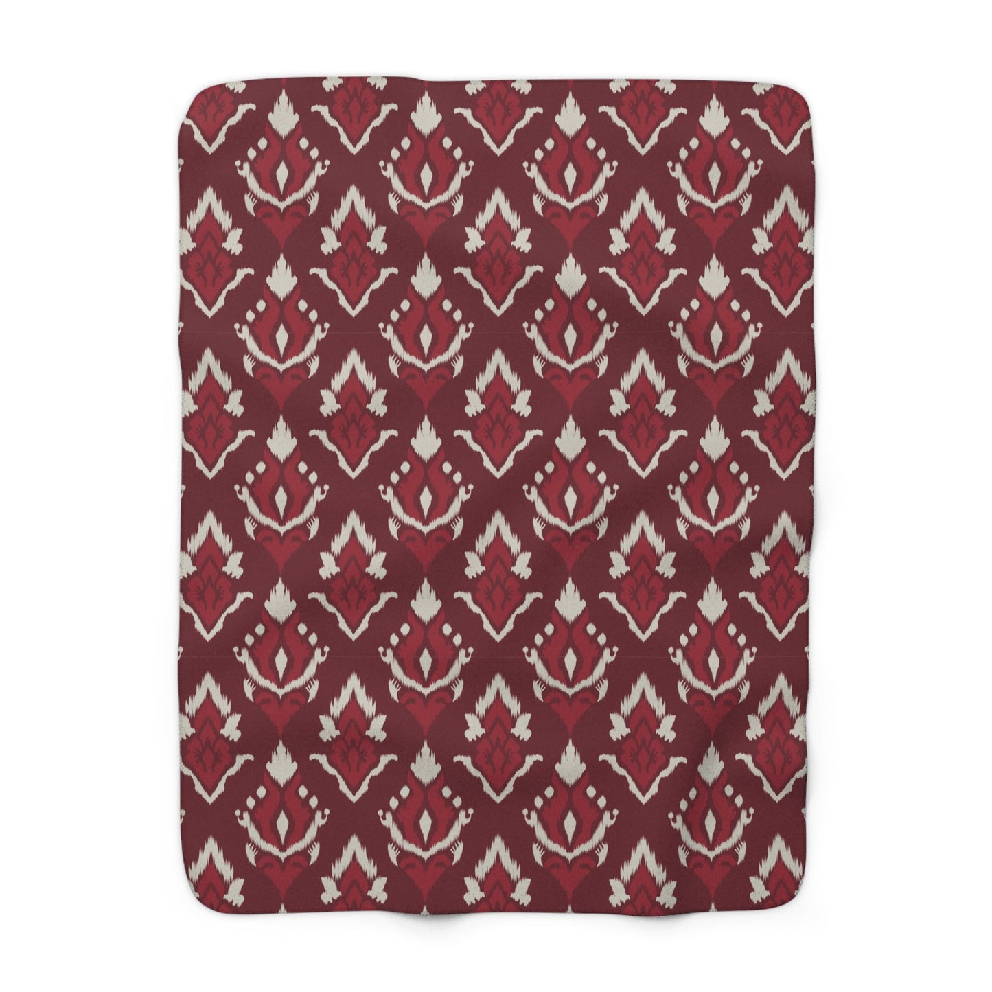 Sherpa Fleece Blanket | Maroon & White | Ikat