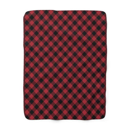 Sherpa Fleece Blanket | Red & Black | Gingham