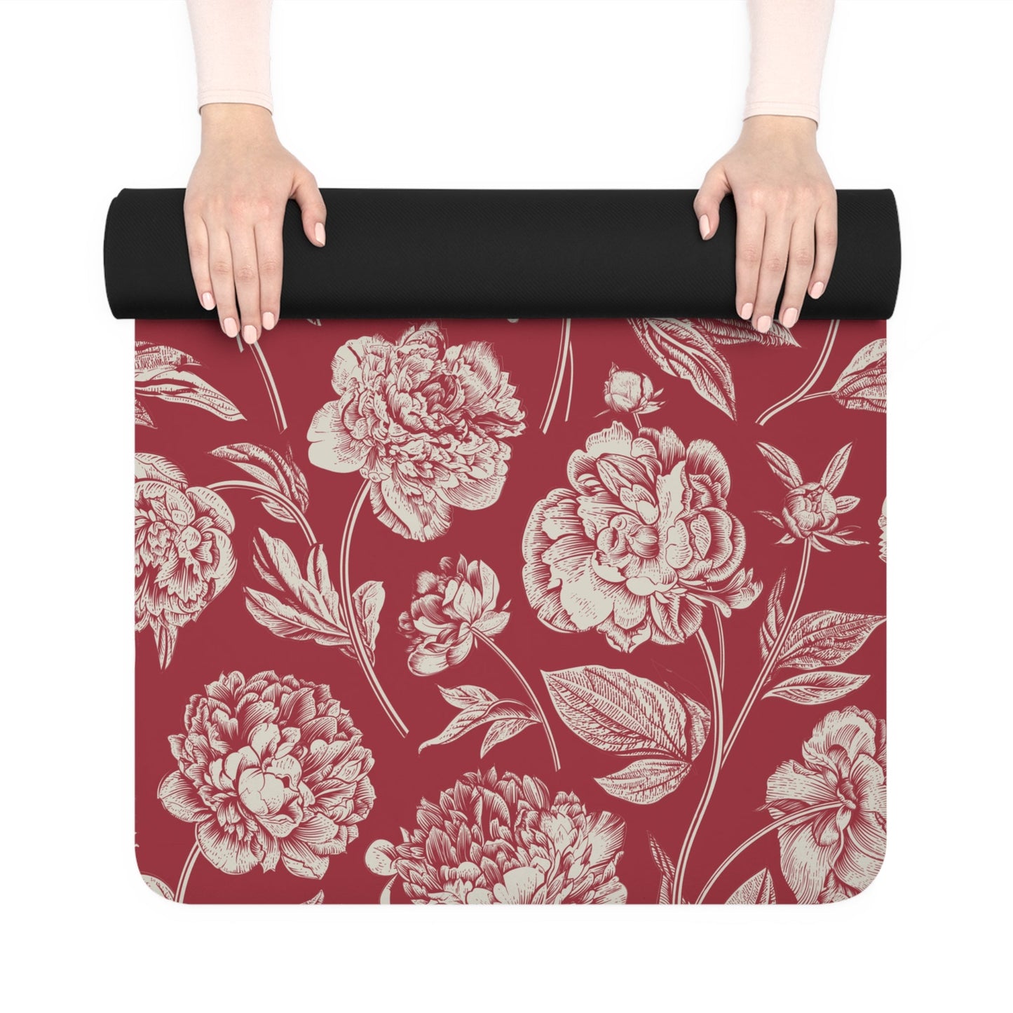 Yoga Mat | Maroon & White | Peony