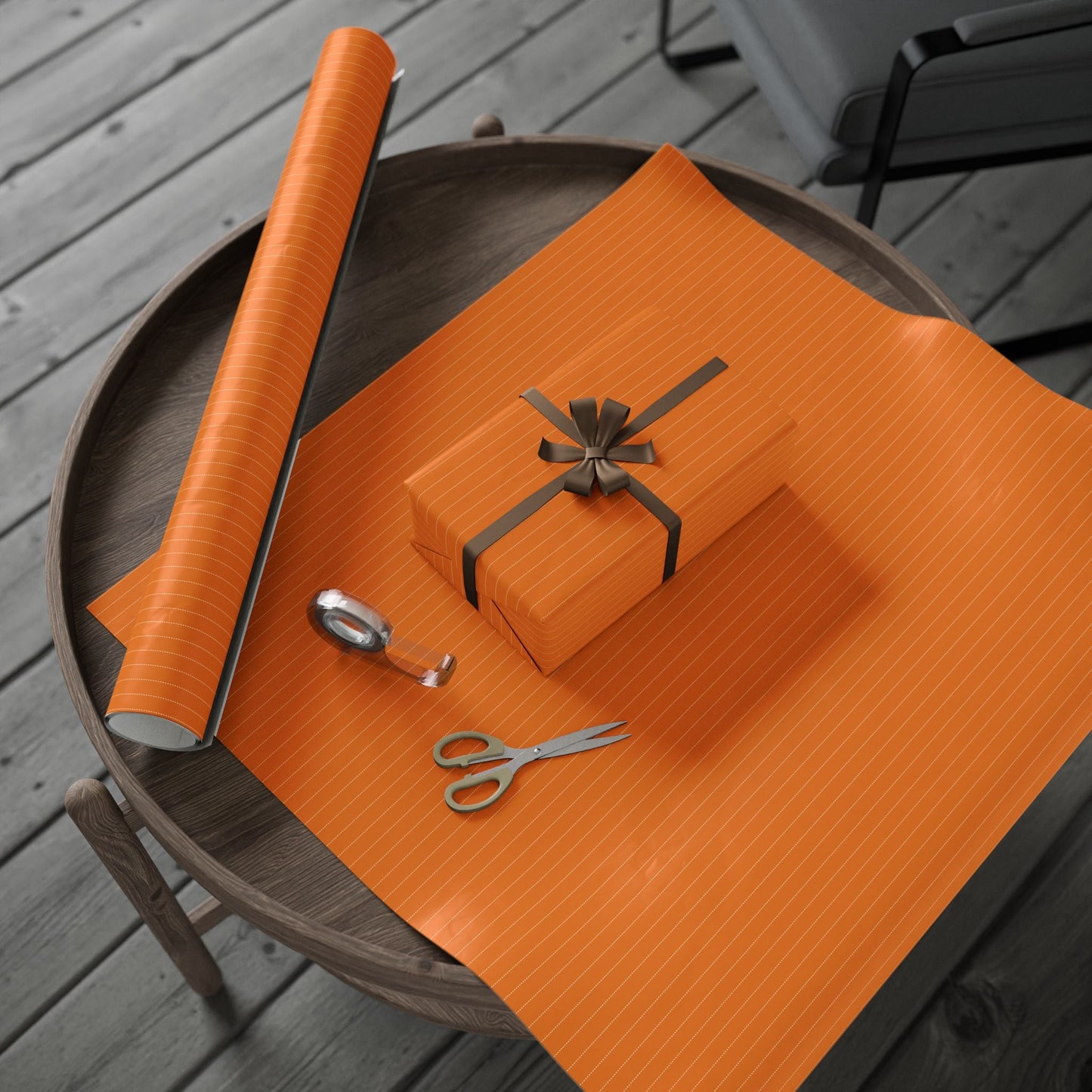 Gift Wrap | Orange & White | Pinstripe
