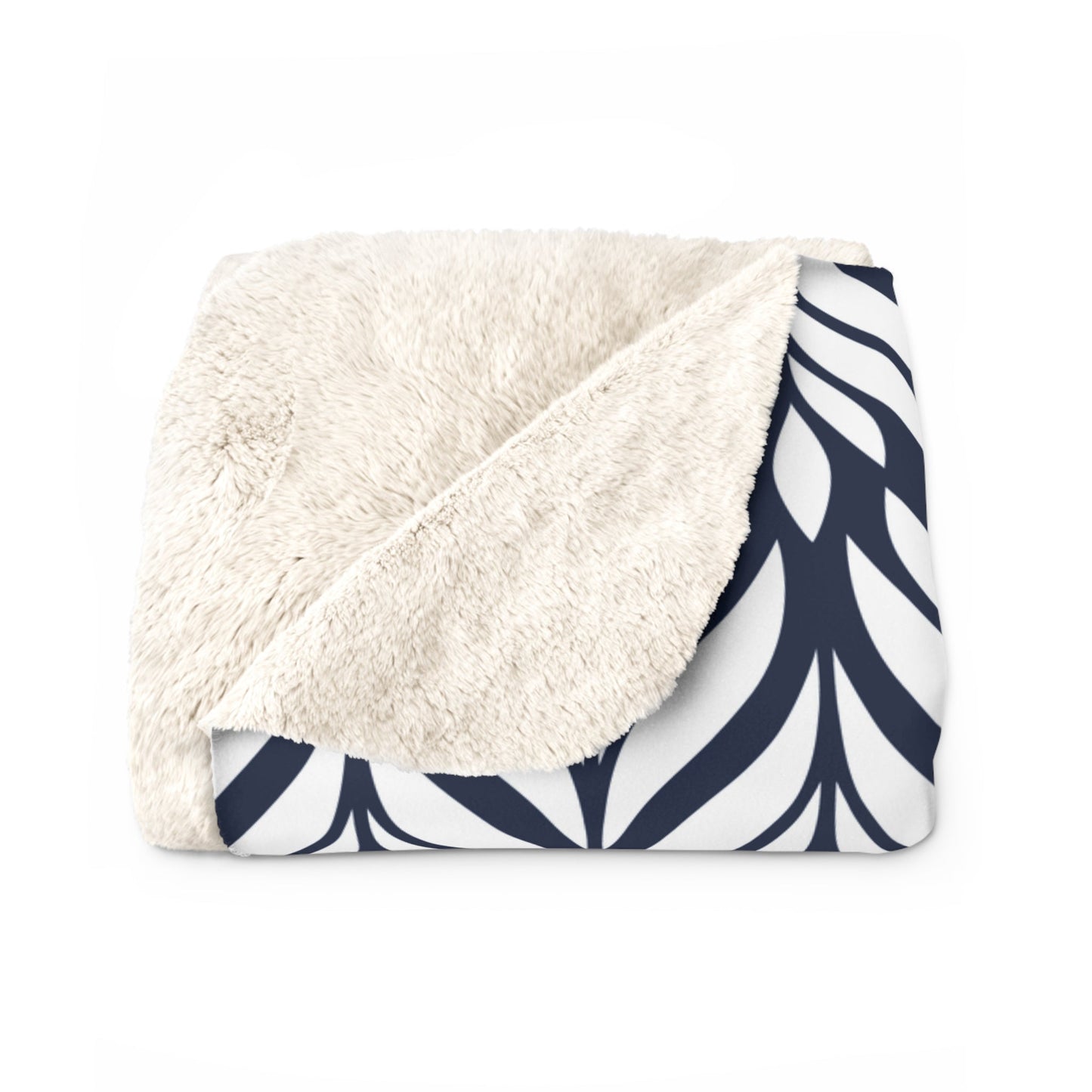 Sherpa Fleece Blanket | Navy & White | Palm