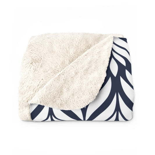 Sherpa Fleece Blanket | Navy & White | Palm
