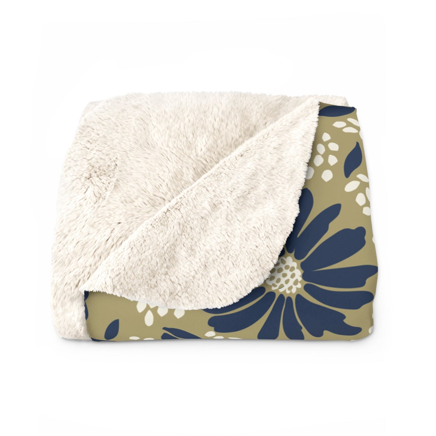 Sherpa Fleece Blanket | Blue & Gold | Bellis