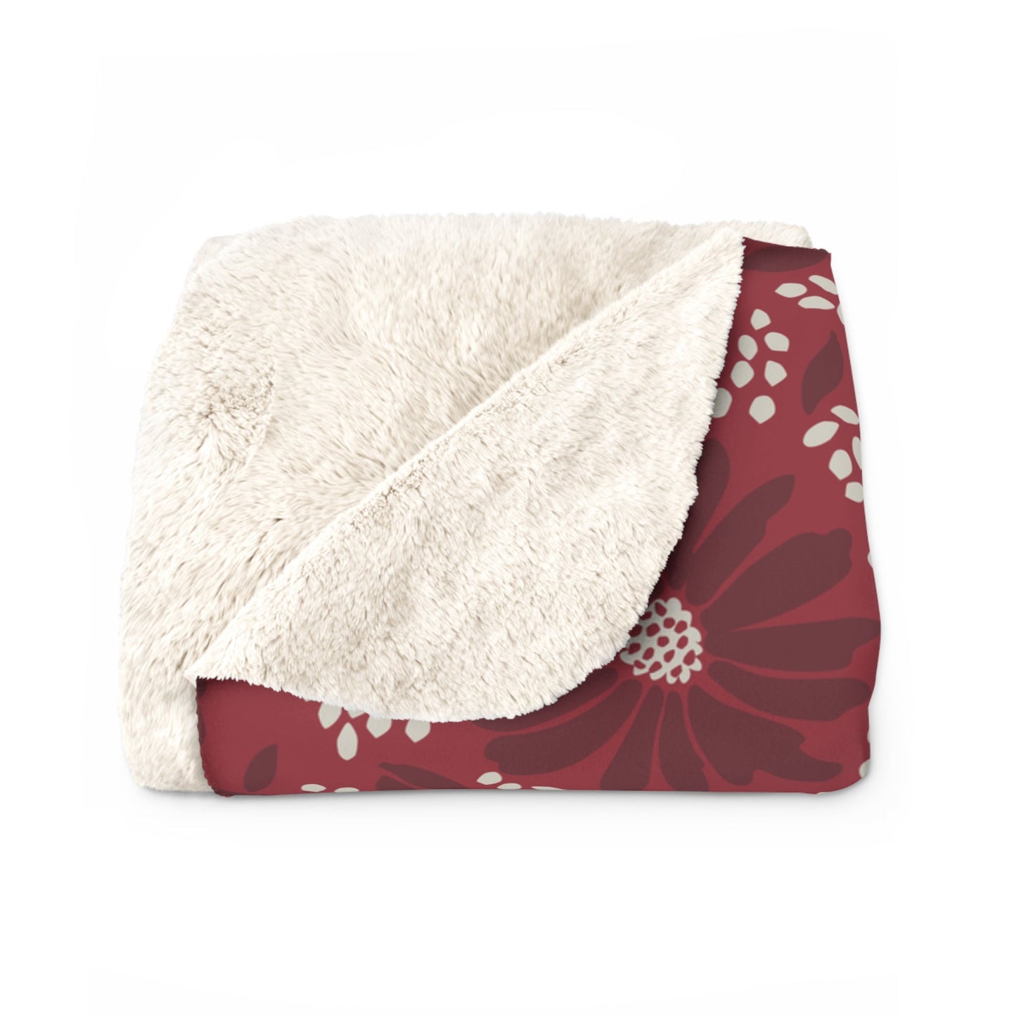 Sherpa Fleece Blanket | Maroon & White | Bellis