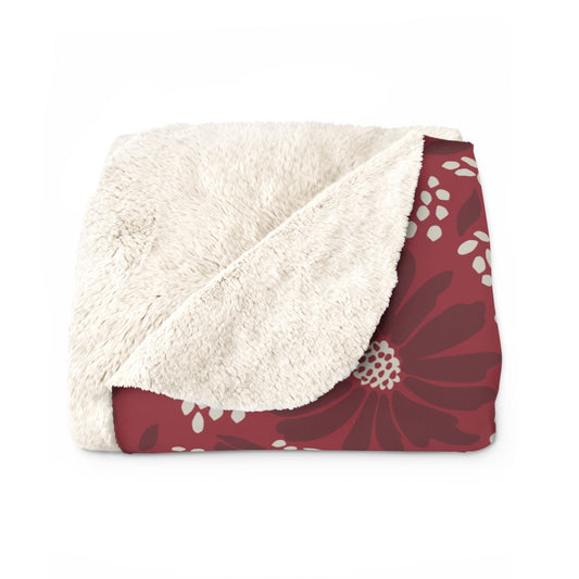 Sherpa Fleece Blanket | Maroon & White | Bellis