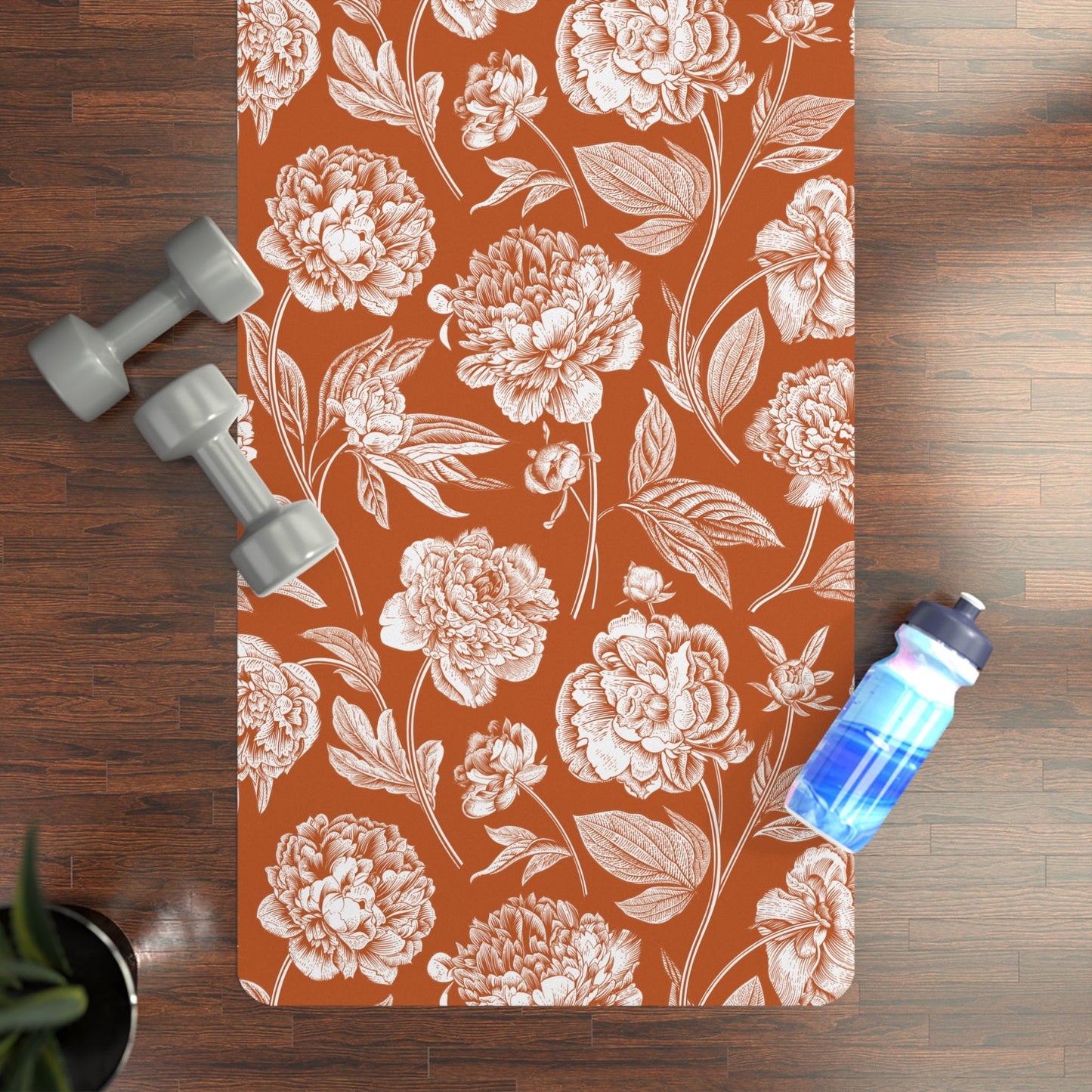 Yoga Mat | Dark Orange & White | Peony