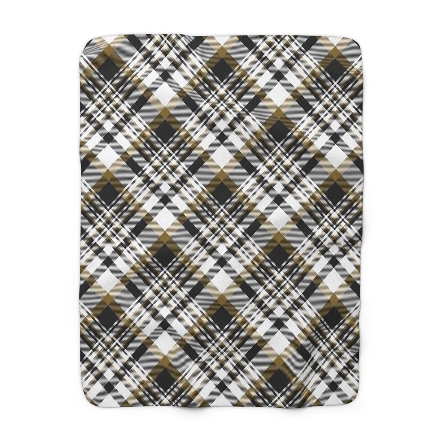 Sherpa Fleece Blanket | Black & Gold | Tartan