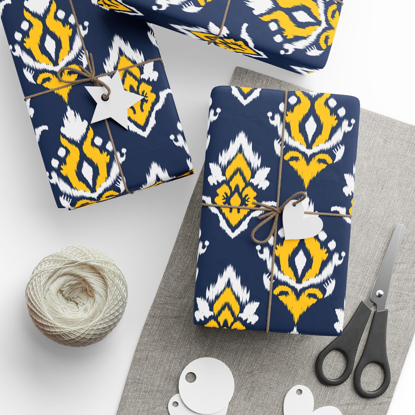 Gift Wrap | Yellow & Blue | Ikat
