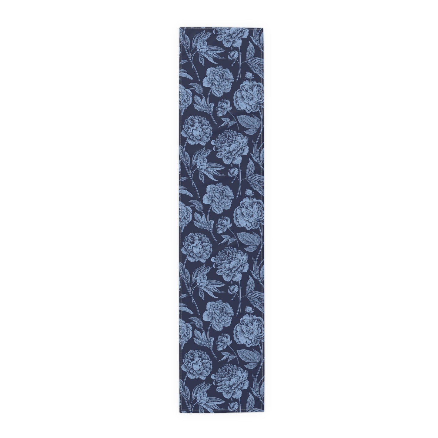 Table Runner | Light Blue & White | Peony