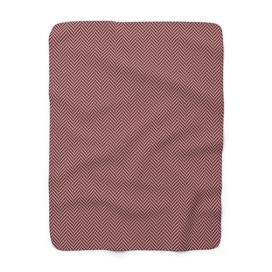 Sherpa Blanket | Maroon & White | Herringbone