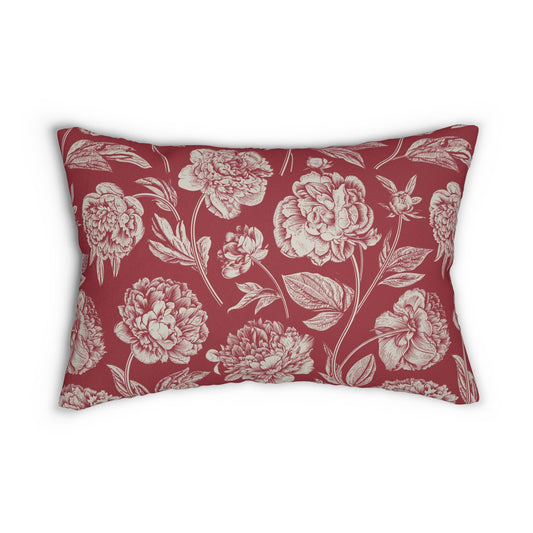 Pillow | Maroon & White | Peony