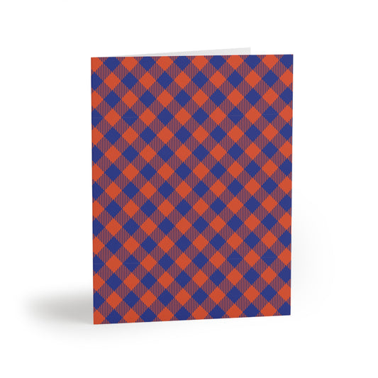 Notecards Set | Bright Blue & Orange | Gingham