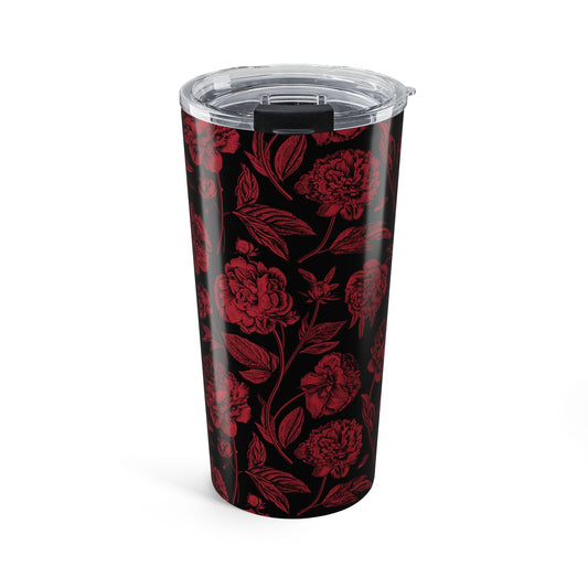 Tumbler | Red & Black | Peony