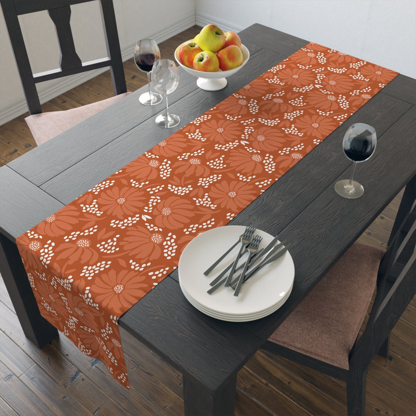 Table Runner | Dark Orange & White | Bellis