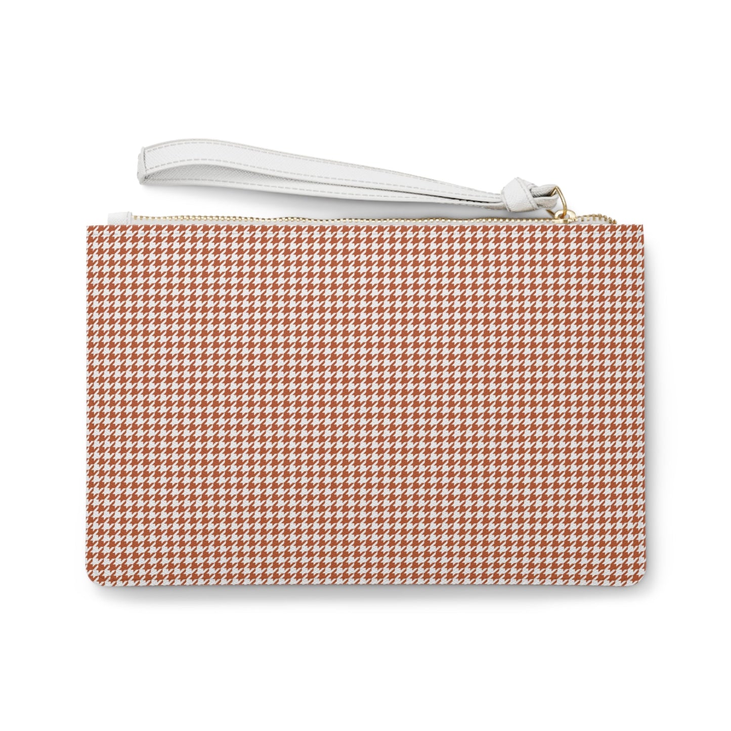 Clutch Bag | Dark Orange & White | Houndstooth