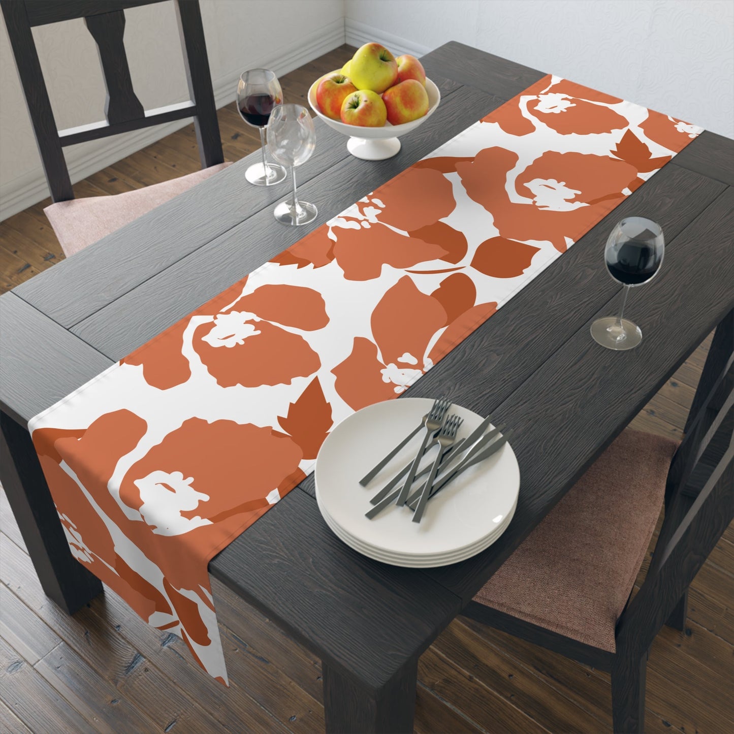 Table Runner | Dark Orange & White | Poppy