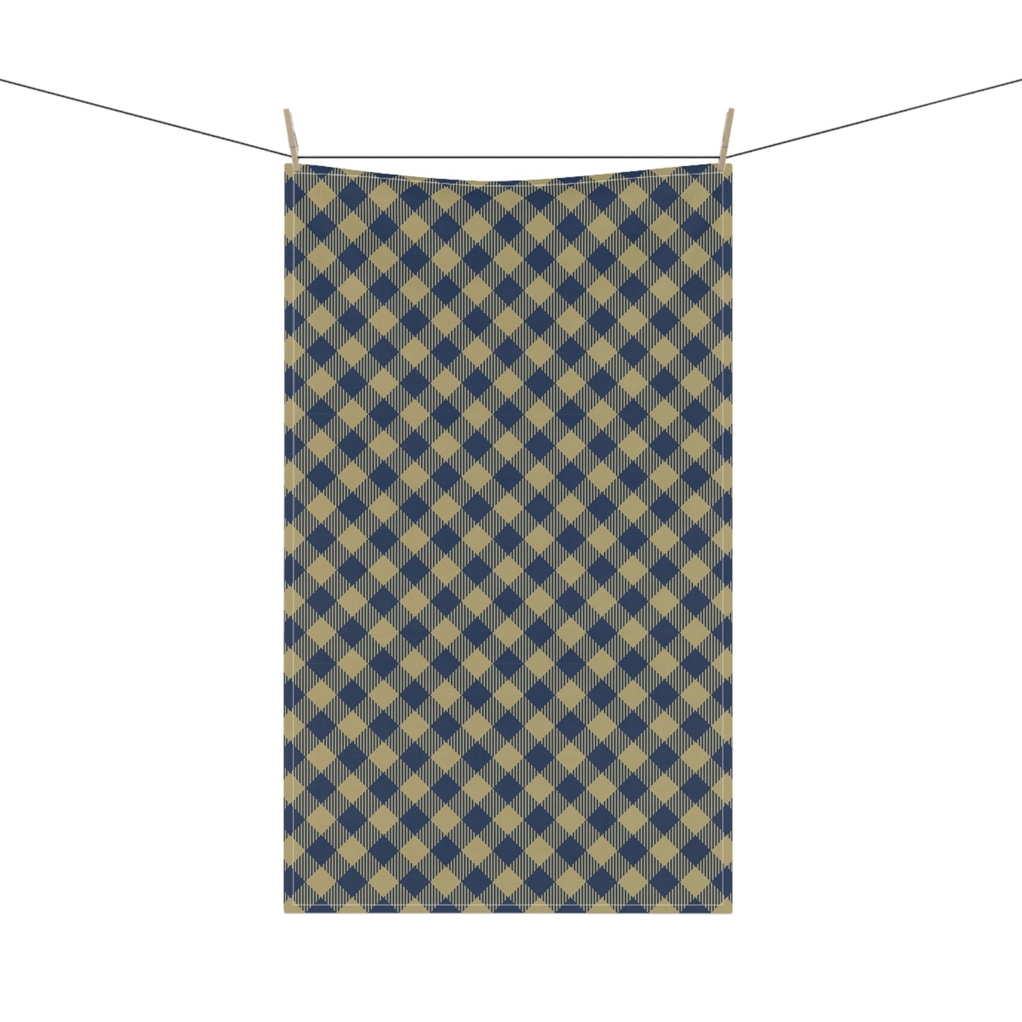 Tea Towel | Blue & Gold | Gingham