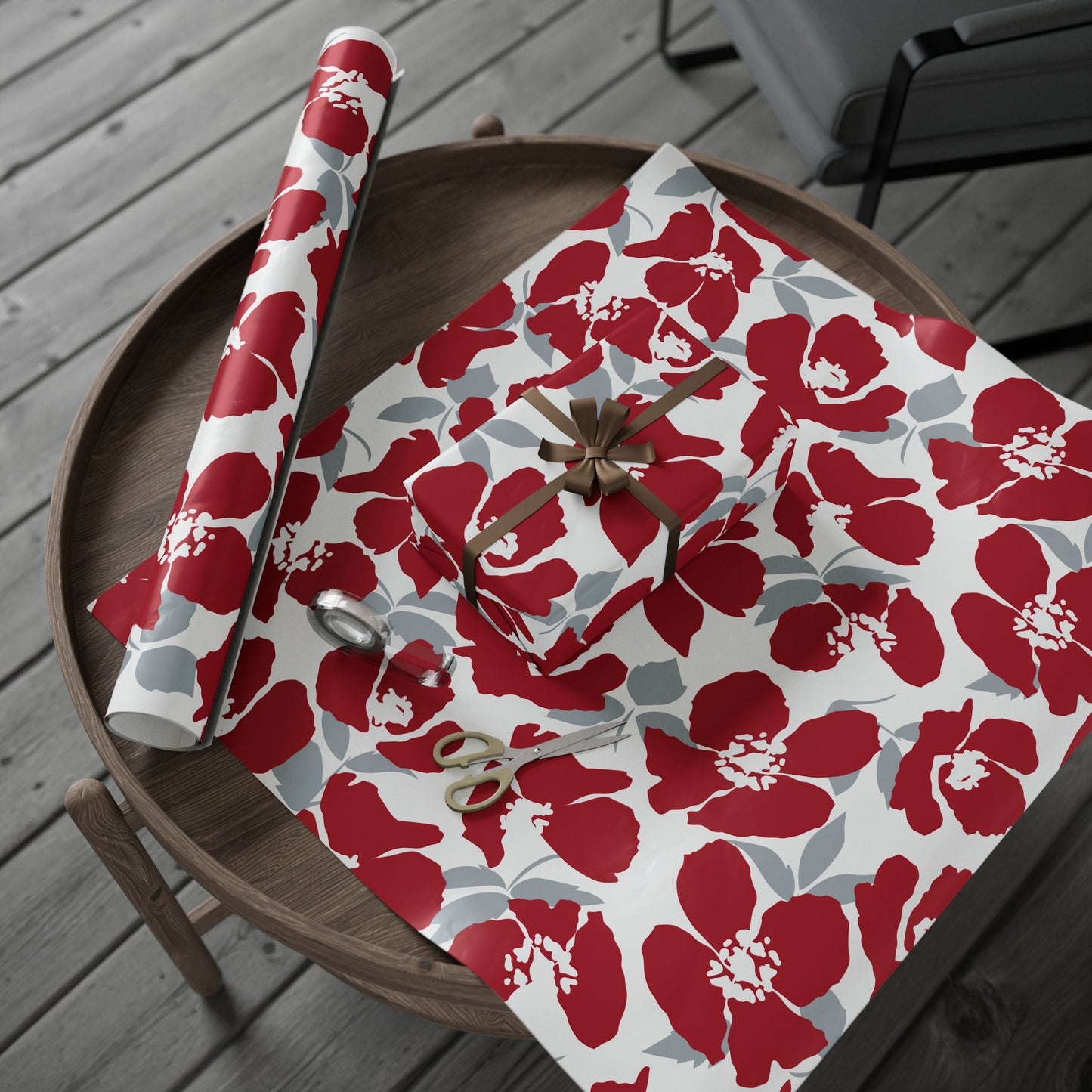 Gift Wrap | Red & Gray | Poppy