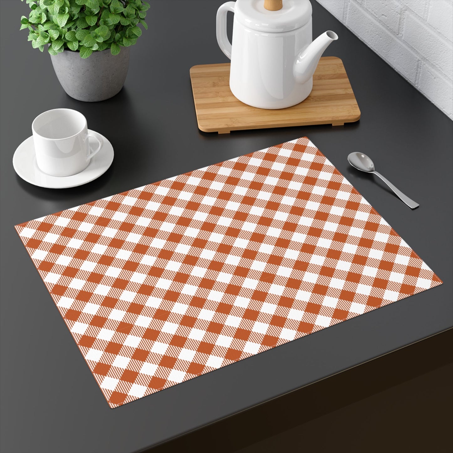 Placemat | Dark Orange & White | Gingham