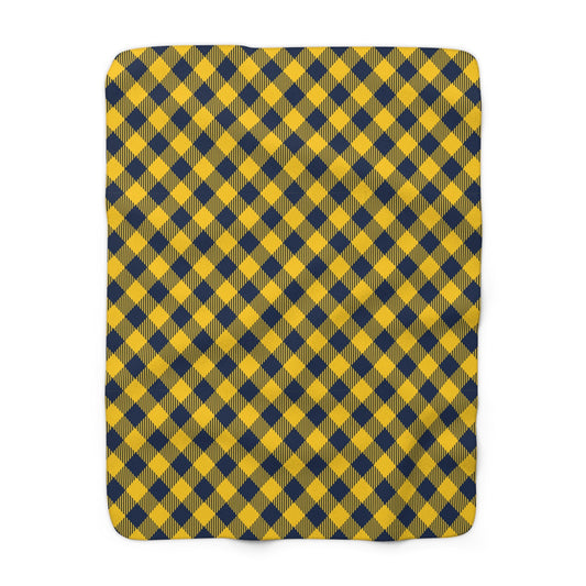 Sherpa Blanket | Yellow & Blue | Gingham