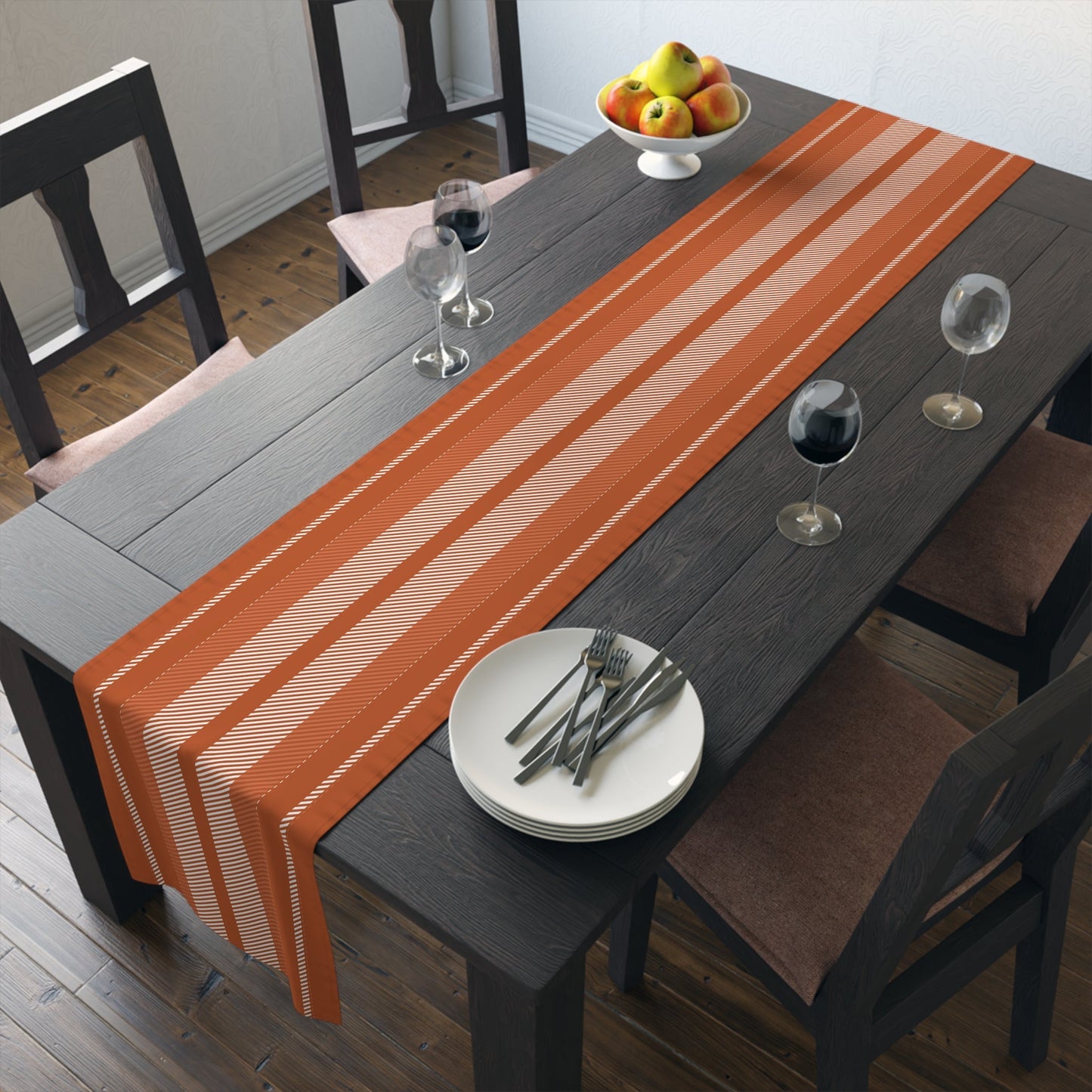 Table Runner | Dark Orange & White | Stripe