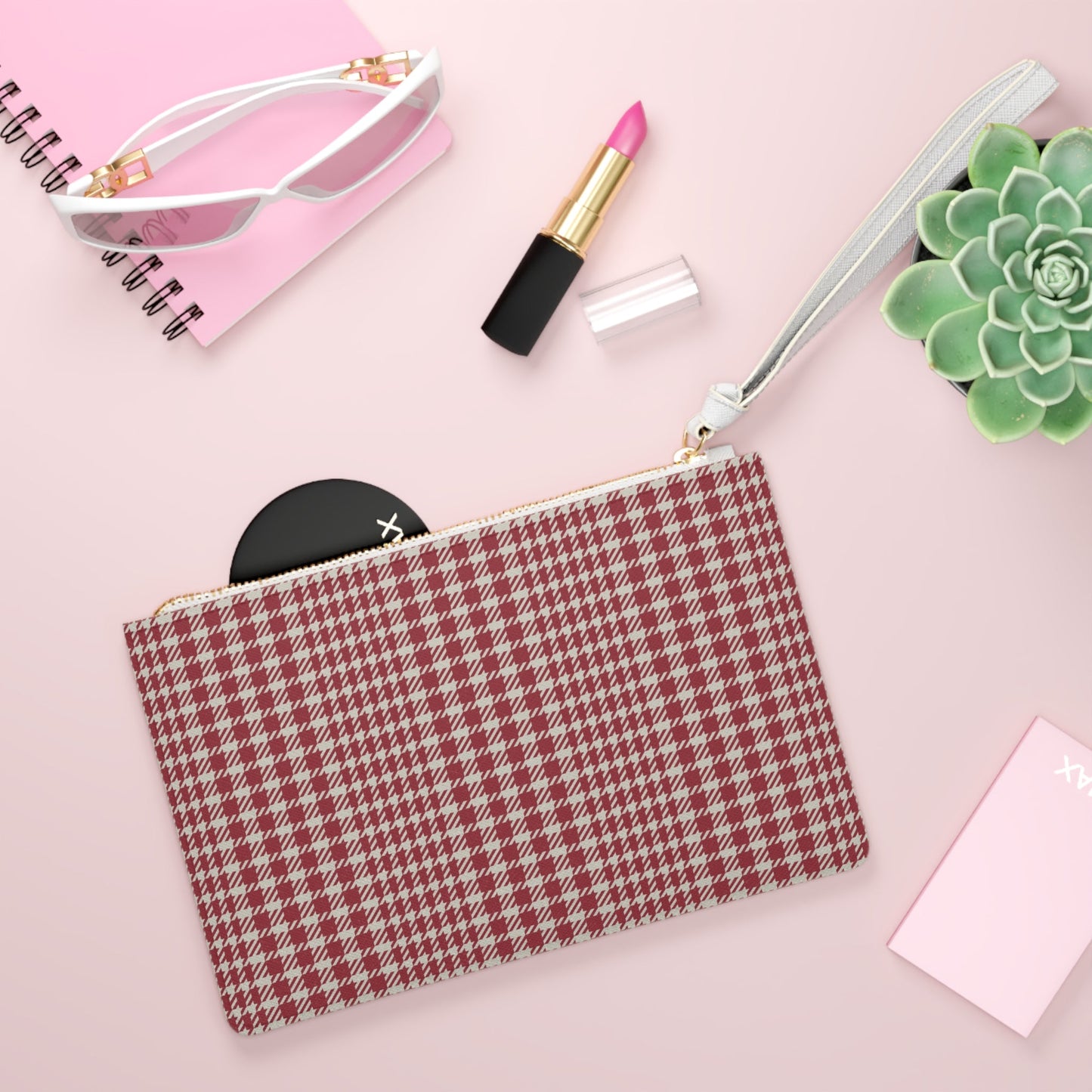 Clutch Bag | Maroon & White | Tweed