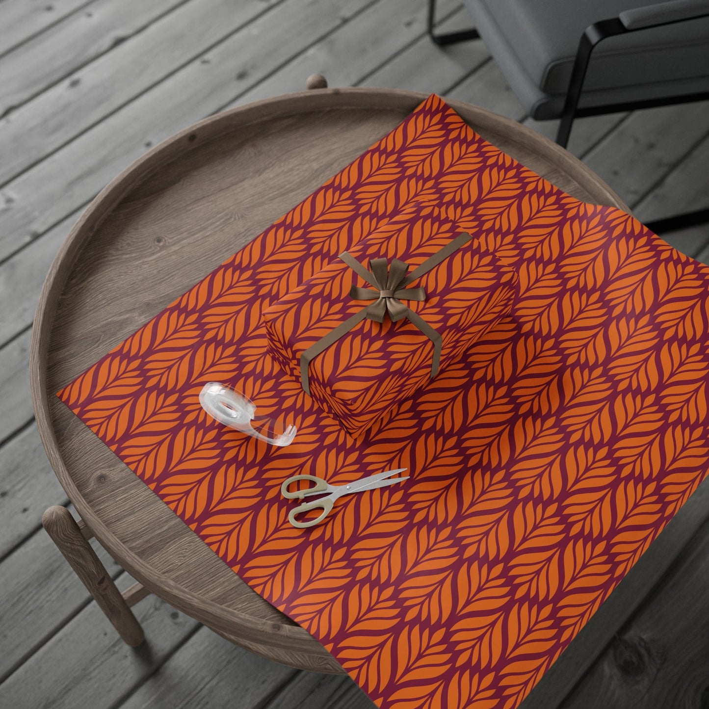 Gift Wrap | Maroon & Orange | Palm