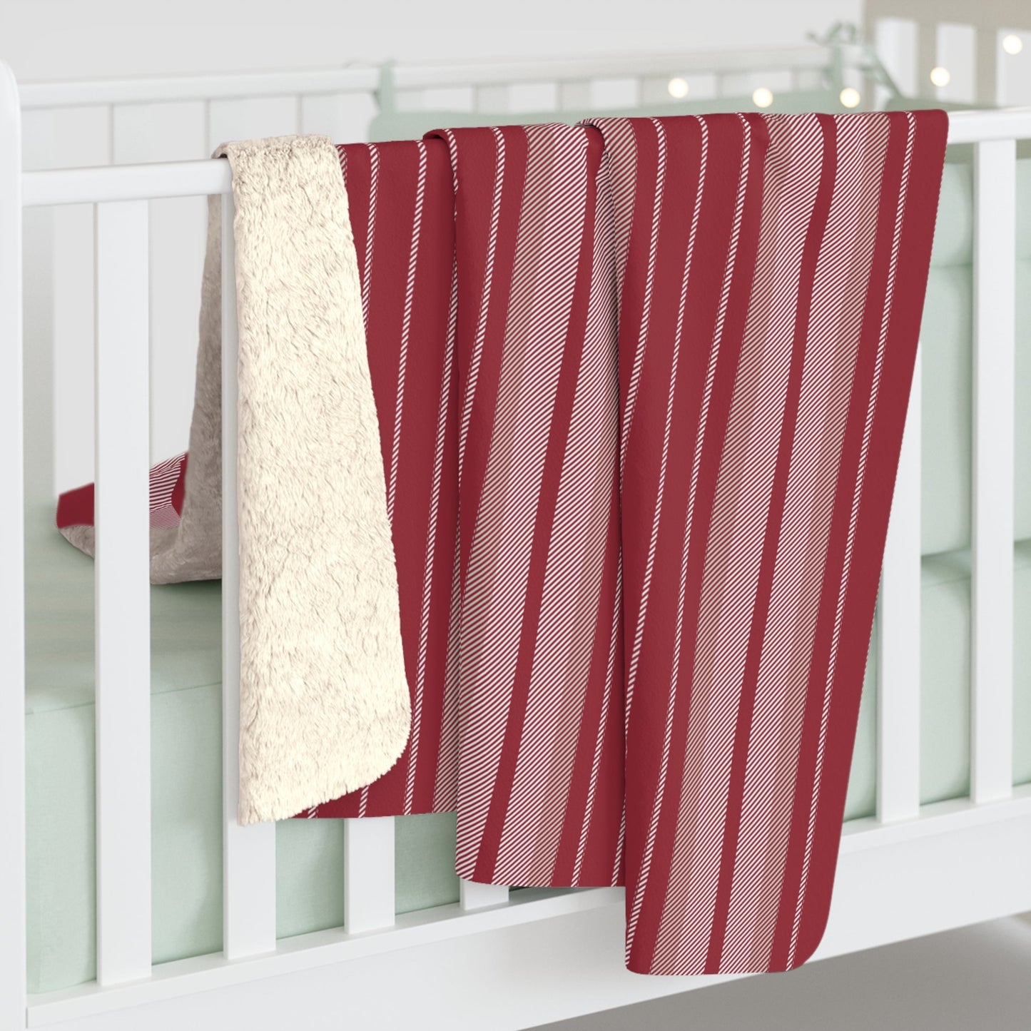 Sherpa Blanket | Maroon & White | Stripe