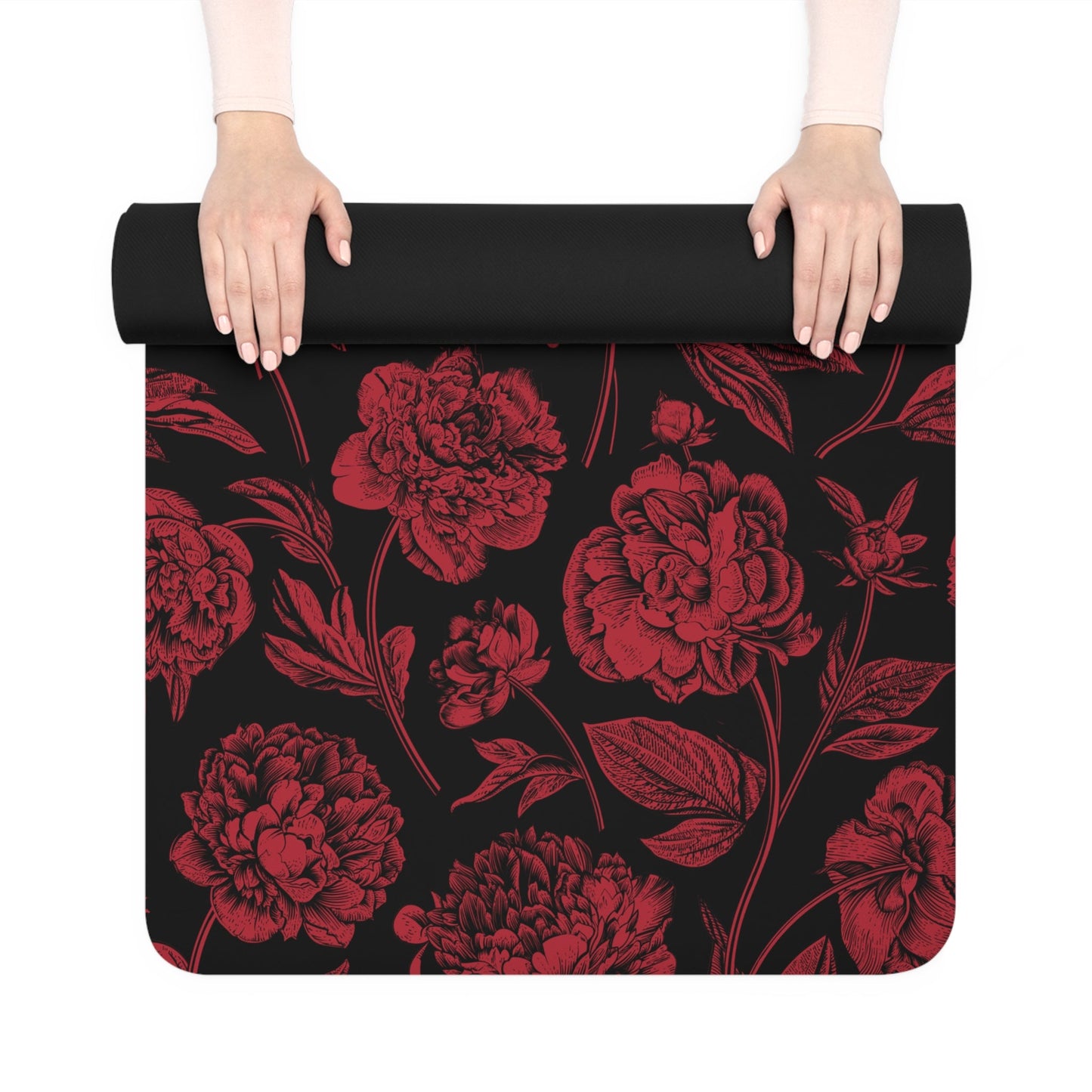 Yoga Mat | Red & Black | Peony