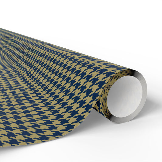Gift Wrap | Blue & Gold | Houndstooth