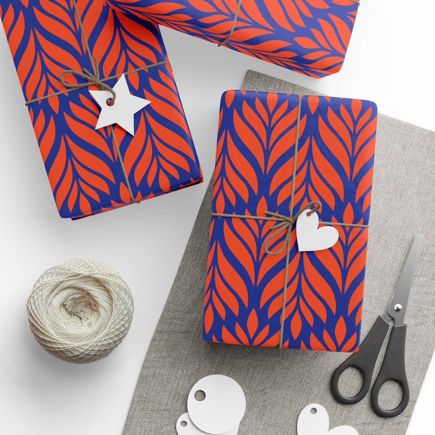 Gift Wrap | Bright Blue & Orange | Palm
