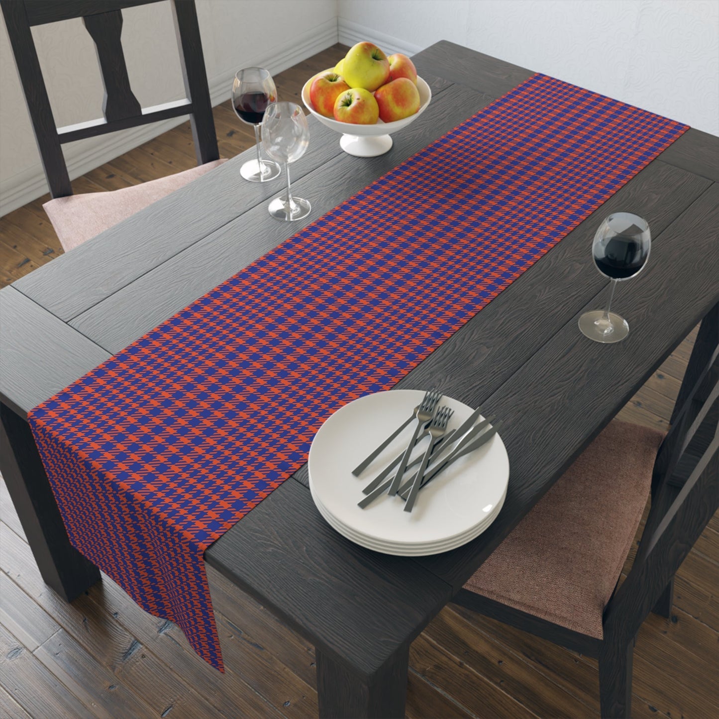 Table Runner | Bright Blue & Orange | Tweed