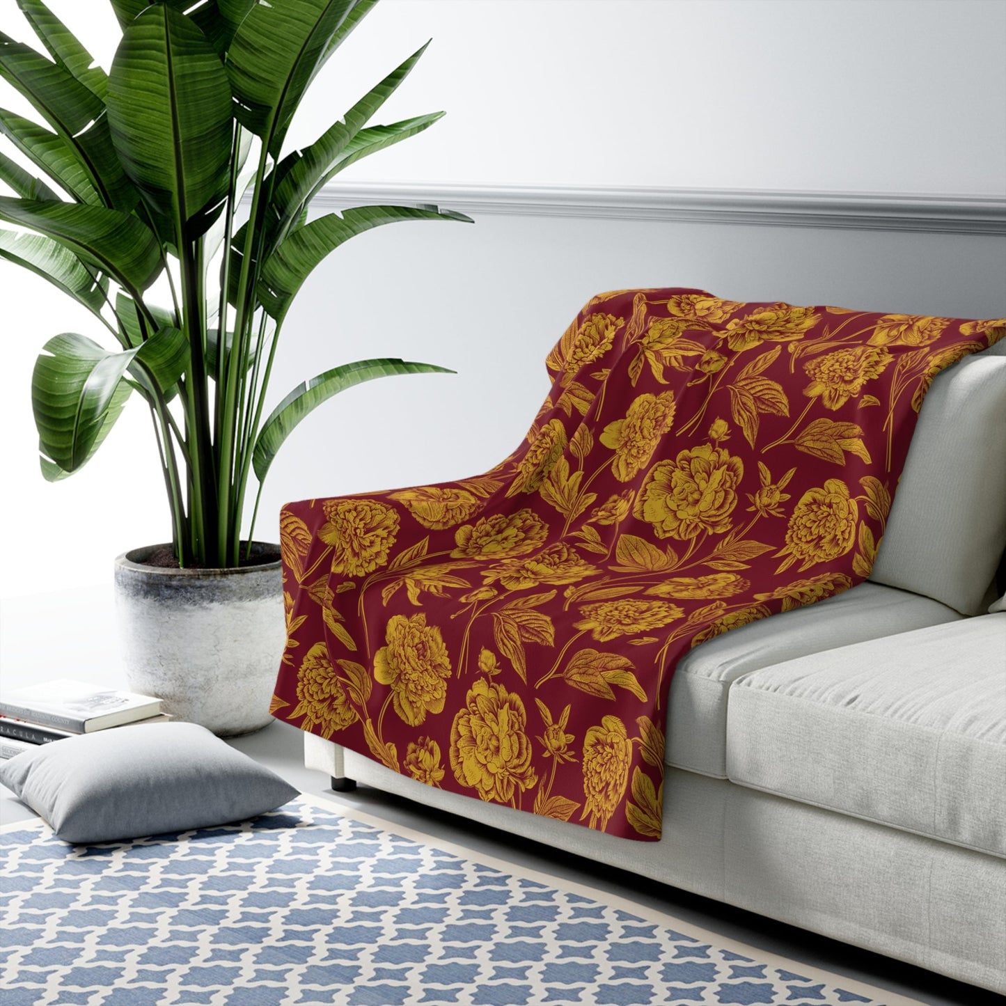 Sherpa Blanket | Red & Yellow | Peony