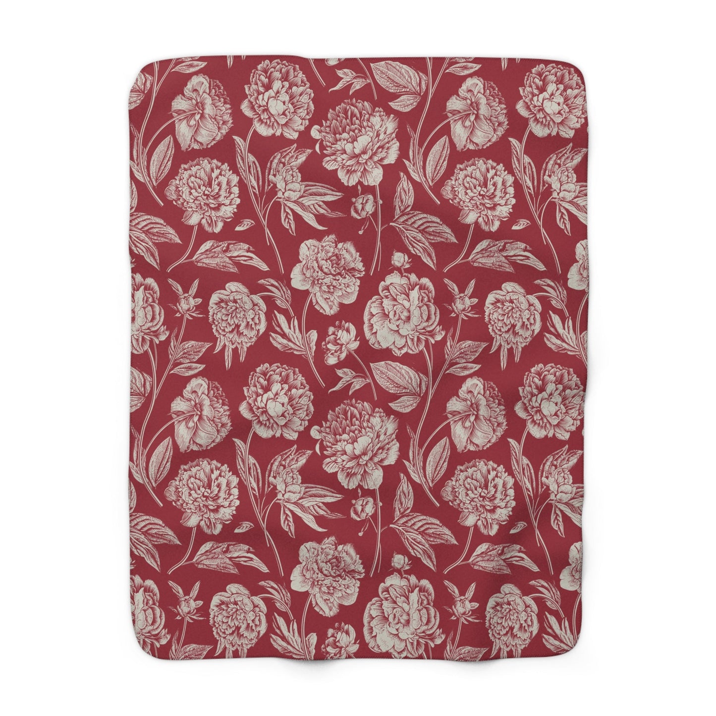 Sherpa Fleece Blanket | Maroon & White | Peony