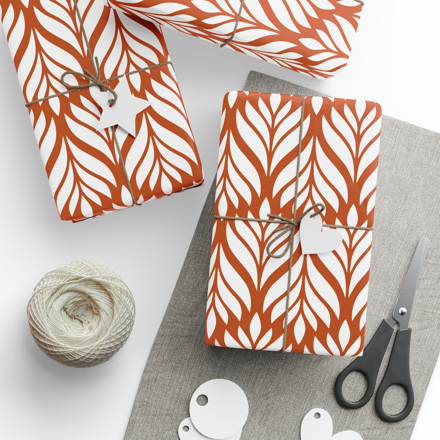 Gift Wrap | Dark Orange & White | Palm