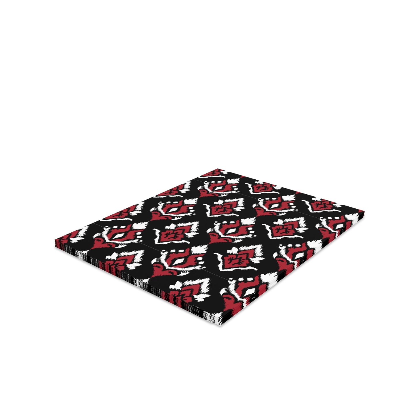 Notecards Set | Red & Black | Ikat