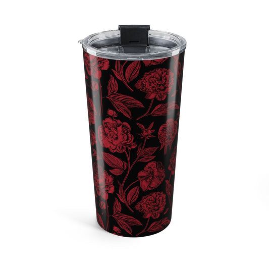 Tumbler | Red & Black | Peony