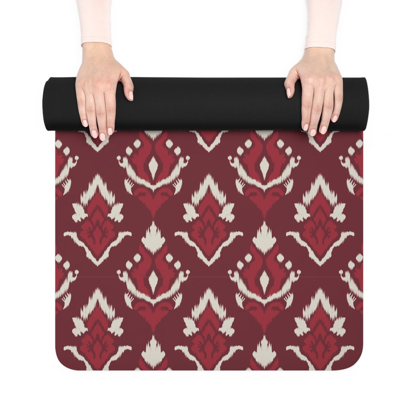 Yoga Mat | Maroon & White | Ikat