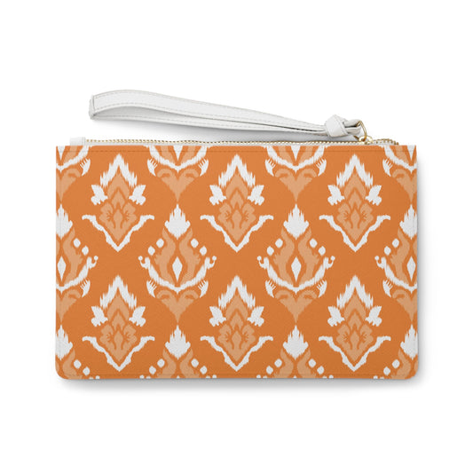 Clutch Bag | Orange & White | Ikat
