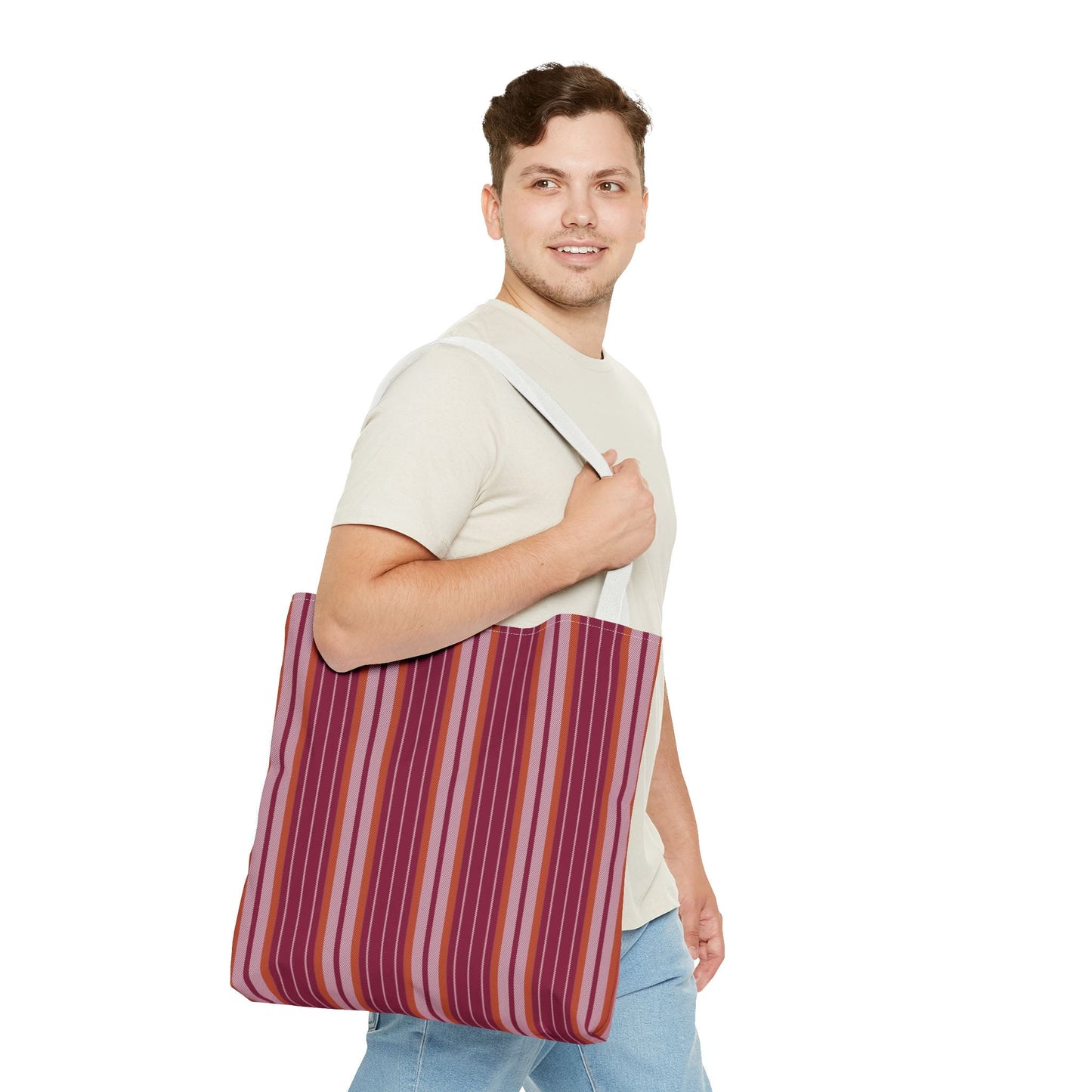 Tote Bags | Maroon & Orange | Stripe
