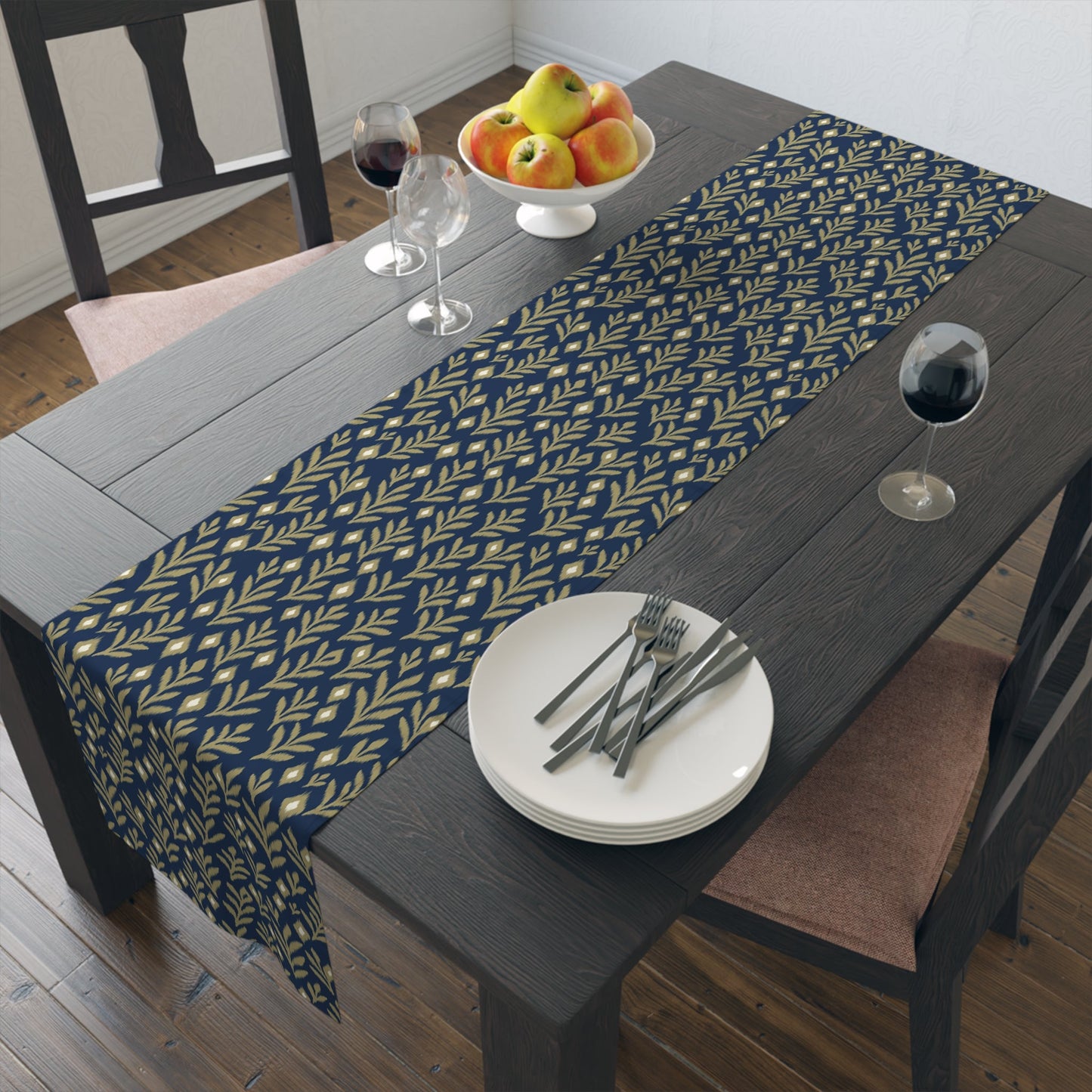 Table Runner | Blue & Gold | Laurel