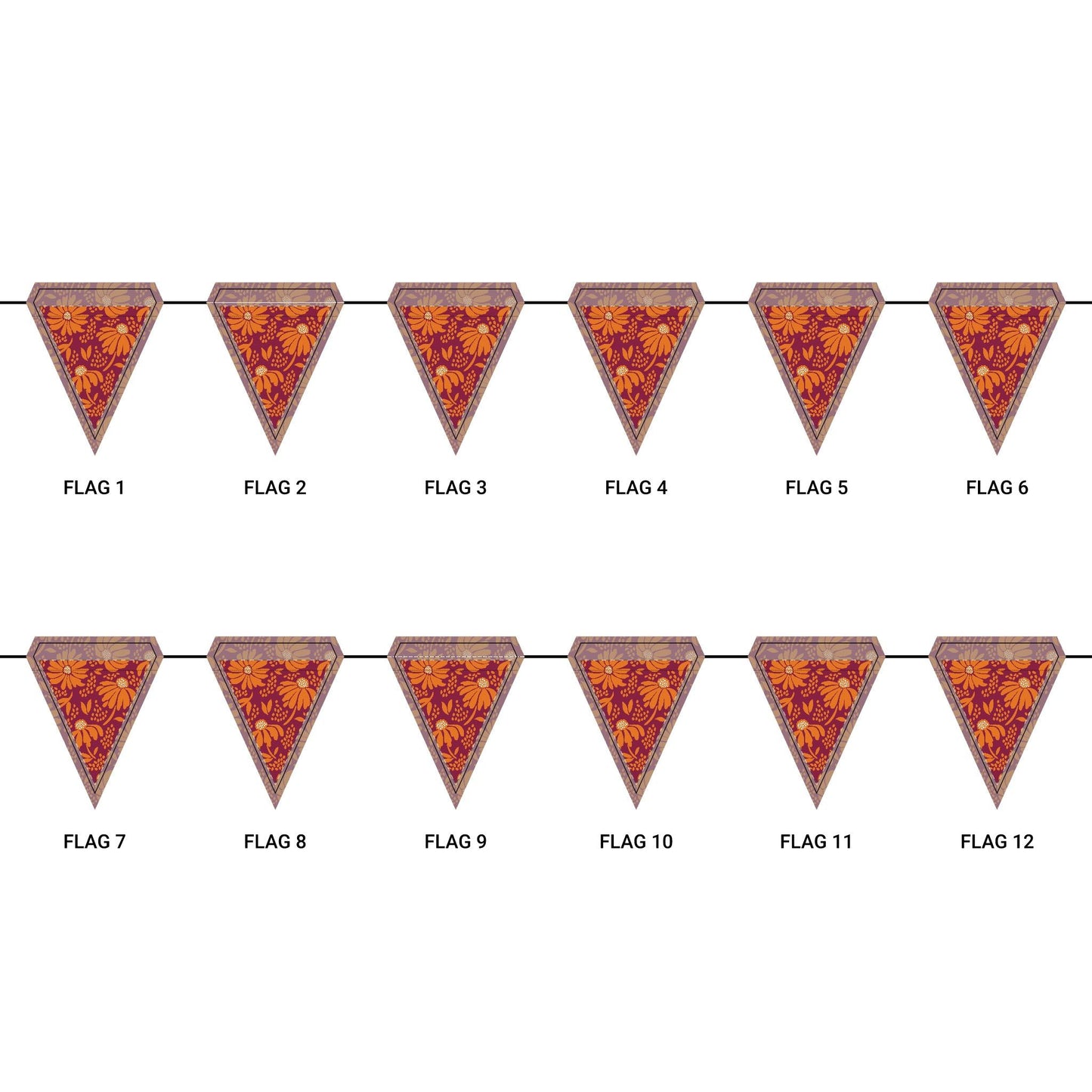 Flag Garland | Maroon & Orange | Bellis