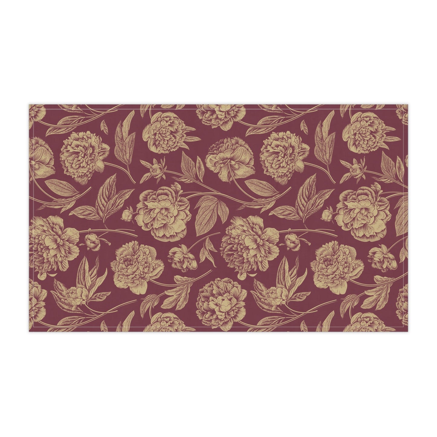 Tea Towels | Maroon & Gold | Peony
